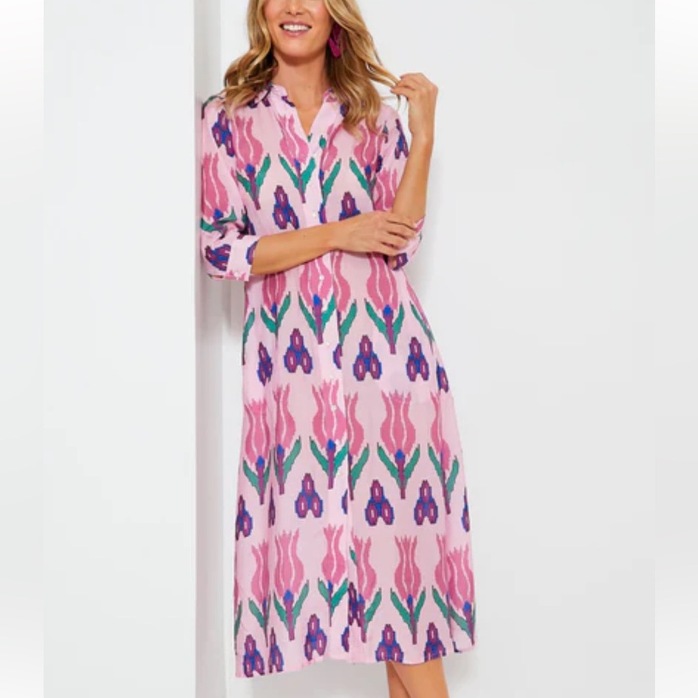 Oliphant shirt dress midi Samba pink NWOT